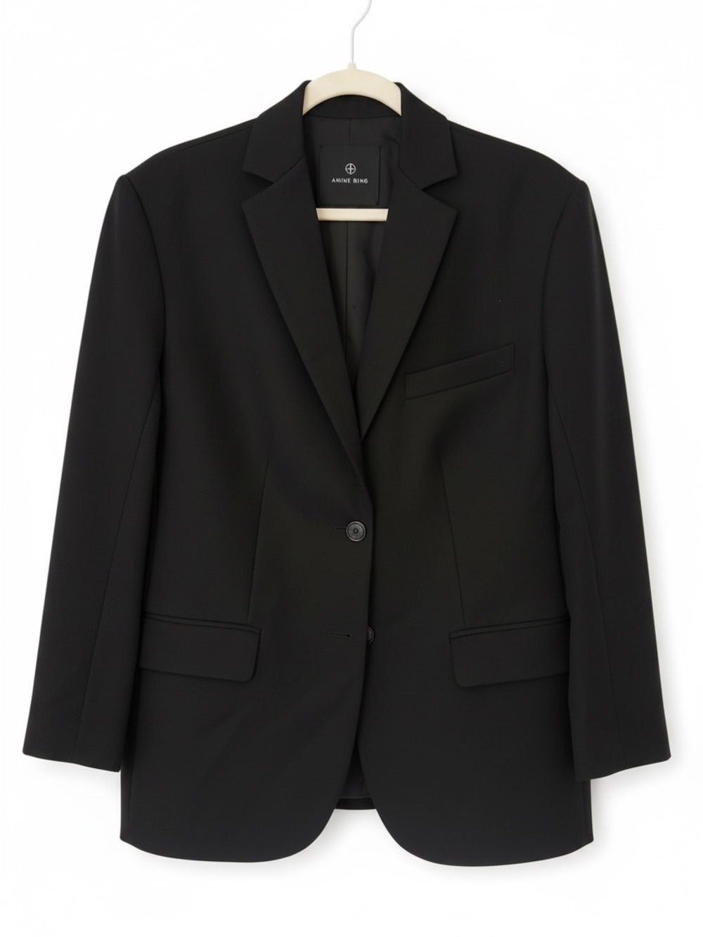 Anine Bing Quinn Oversized Wool Blazer Black Retail $550 Minimalist Chic Size XS - Picture 3 of 15